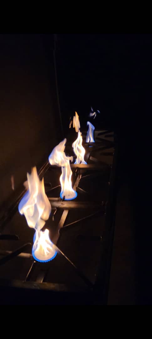 Biogas flame used for cooking